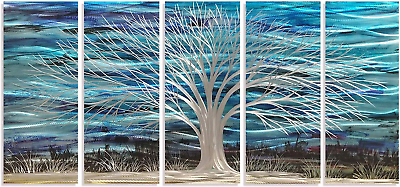 #ad #ad Blue Accents Metal Wall Art Home Decor Large Modern Artwork 3D Ho $243.24