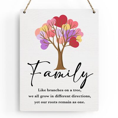 #ad Family Tree Wall Decor Family Wooden Hanging Sign for Home Decor Family Reuni... $13.85