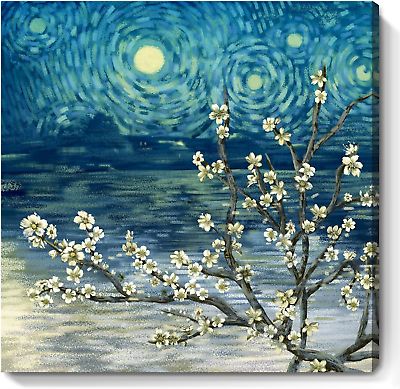 #ad #ad Canvas Wall Art for Bedroom Flower Canvas Picture Floral Tree Painting Almond Bl $24.99