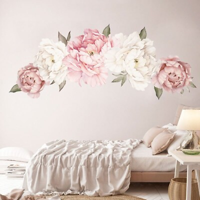 #ad #ad 1 Set Peony Rose Flowers Wall Stickers Wall Decors Girl Bedroom Nursery Decals $14.25