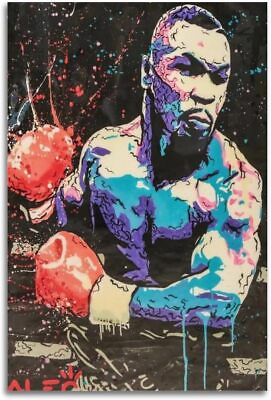 #ad Mike Tyson Poster Boxing Art Decor Painting Aesthetic Wall Canvas Bedroom Decor $37.00