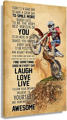#ad Inspirational Wall Art Canvas Motivational Quotes Motocross Sport Poster Today $14.90