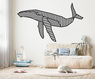 #ad Large Humpback Whale Wall Decal Stylized Marine Animal Decor Ocean Themed Room $65.00