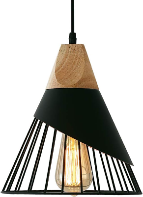 #ad Modern Black Pendant Light Over Kitchen Island Adjustable Wood Hanging Light $59.56