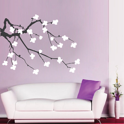 #ad Tree Brach Flowers Wall Decal Wallpaper Floral Plant Life Removable Design b30 $27.95
