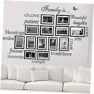#ad Family Wall Decals Set of 14 Family Words Quotes Vinyl Stickers Picture Frame $17.51