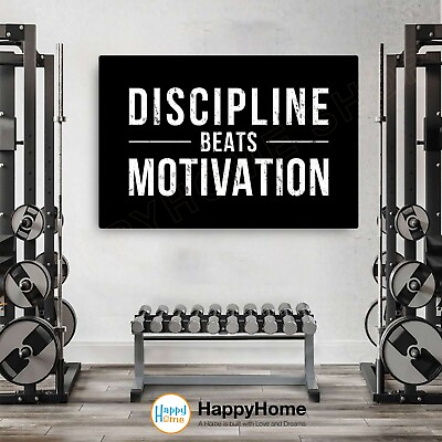#ad #ad Discipline Beats Motivation Wall Art Home Gym Decor Workout Room Prints Art P626 $215.60