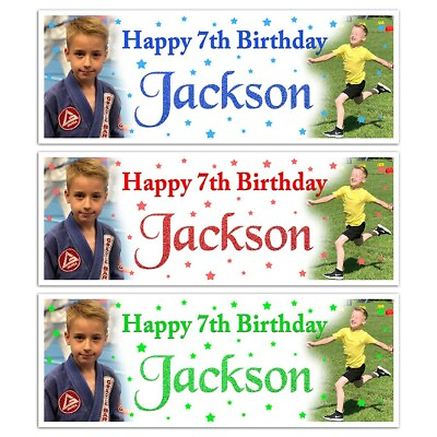 #ad PERSONALISED BOYS BIRTHDAY BANNER PARTY NAME PHOTOGRAPH WALL KIDS DECORATION GBP 24.99