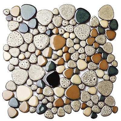 Ceramic Pebble Mosaic Tile 5 Sheets for Bathroom Wall Backsplash Shower Floor $84.98
