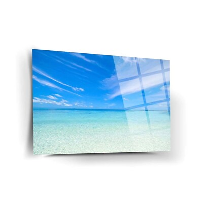 #ad Maldivian Sea Premium Tempered Glass Wall Art Home Decor Wall Decor $99.00