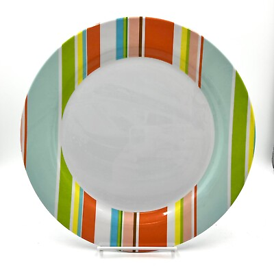 Target Home Heavy Duty 11 in Dinner Plate Multi Colored Striped Summer Spring $10.49