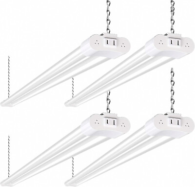 #ad 4 Pack 4FT Linkable LED Shop Light for Garage 4400lm 42W Utility Light White $44.99