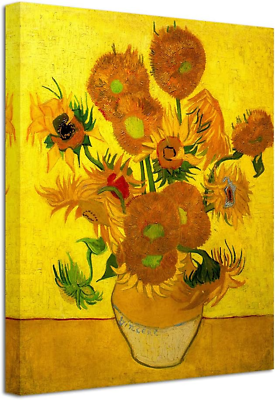 #ad Framed Canvas Wall Art Prints Van Gogh Painting Repro Home Decor Sunflowers $20.27