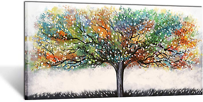#ad Large Living Room Wall Decor Abstract Canvas Wall Art Colorful Trees Landscape P $74.09