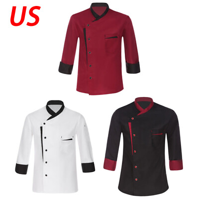 #ad #ad Unisex Chef Jacket Men Longsleeve Coats Restaurant Kitchen Cooking ChefUniform $17.29