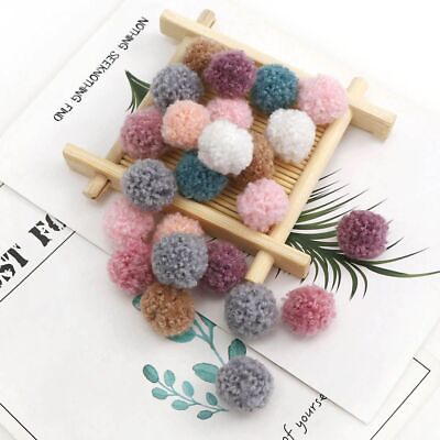 #ad 50PCS Cotton Yarn Balls Lace Fringe Pompom Ball Fabric Headwear DIY Decorations $12.91