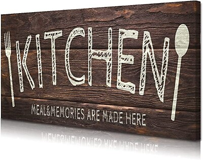 #ad Vintage Kitchen Sign Wall Decor Canvas Print Sign Ready for Hang 6 x 18 Inches $14.99