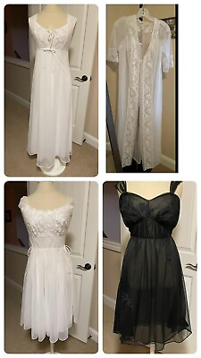 #ad VINTAGE LOT OF NYLON CHIFFON LINGERIE NIGHT GOWN 4 Piece Lot $68.00