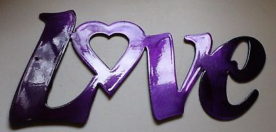 #ad Decorative Love Word Sign Metal Wall Art Metallic Purple 24quot; x 12quot; $54.98