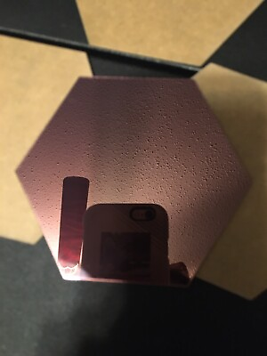 #ad NEW 10 pc 4” ea Bronze Sepia Hexagon Mirrors Wall Decor Acrylic Sticker Set $27.99