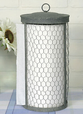 #ad Primitive Chicken Wire Paper Towel Holder Rustic Home Kitchen Decor $30.95