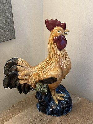 #ad Vintage Rooster Figurine Ceramic Kitchen Decor Farm Fowl Country $39.95