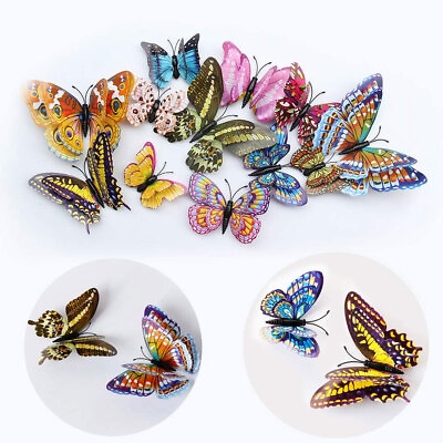 #ad 12Pcs 3D Butterfly Wall Stickers PVC Children Room Decal Decoration Home Decor $4.94