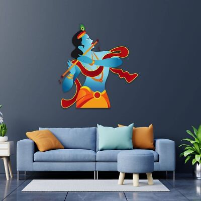 #ad #ad Indian Traditional Lord Krishna Playing Bansuri Religious Wall Sticker $18.47
