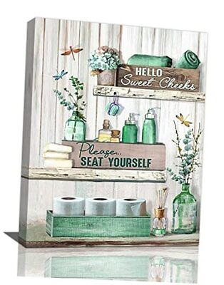 #ad Funny Decor Wall Art Teal Rustic Farmhouse Picture Wall 12 in x 16 in Bathroom $37.31