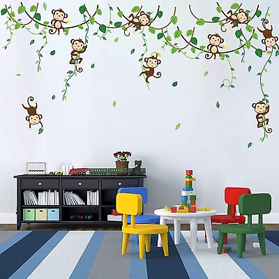 #ad WALL STICKER ANIMAL DECAL MONKEY TREE VINYL MURAL ART DIY HOME KIDS ROOM DECOR $25.99