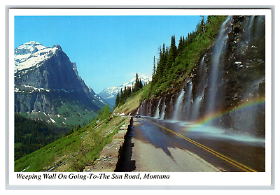 #ad Weeping Wall on Going To The Sun Road in Montana Rainbow Postcard Unposted $4.99