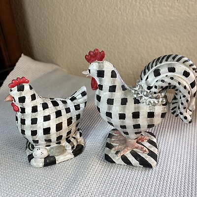 #ad Vintage Rooster amp;Hen Resin Home Decor Farm Country Kitchen Length 4” High 5” $21.99