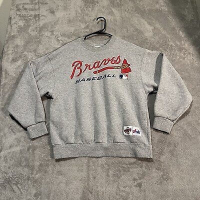 #ad Vintage Atlanta Braves Sweatshirt Men#x27;s Large Gary Majestic MLB Sweater USA $38.69