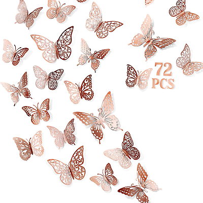 72 Pcs Butterfly Wall Decor Stickers 6 Styles Gold Butterfly Decorations 3 Siz $14.99
