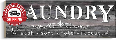 #ad #ad Laundry Sign Solid Wood Laundry Room Decor Rustic Signs Wall Hanging for Home $18.27