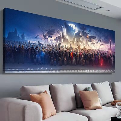 #ad #ad 150 Movie Blockbuster Characters Panorama Canvas Wall Art wall art New Unframed AU $34.90