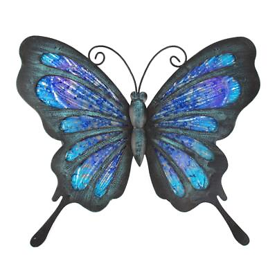 #ad HONGLAND Metal Butterfly Wall Decor Glass Outdoor Wall Art Sculpture Hanging ... $32.84