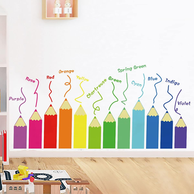 #ad Color Wall Decals Kids RoomNursery Wall StickersLarge Kids Educational Wall Co $18.52