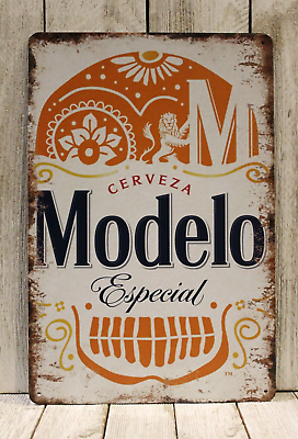 #ad Modelo Tin Sign Skull Mexican Beer Metal Poster Bar Rustic Vintage Style Ad W XZ $10.97