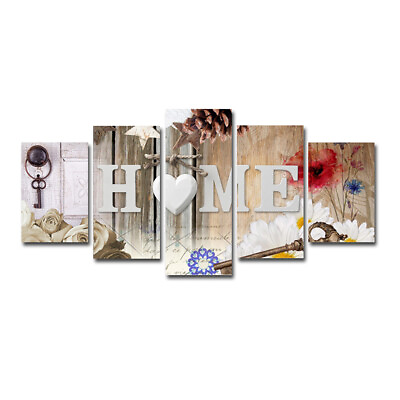 #ad 5Pcs Unframed Canvas Print Painting Love Picture Wall Art Living Room Decor $12.34