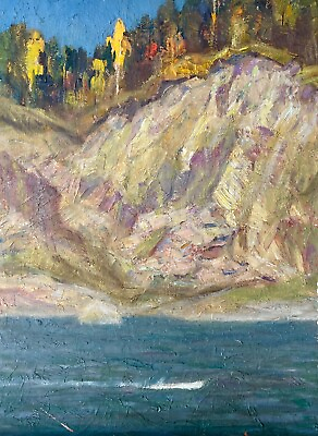 #ad Original Painting Vintage Home Decor Wall Art River Mountain Nature Artwork View $200.00