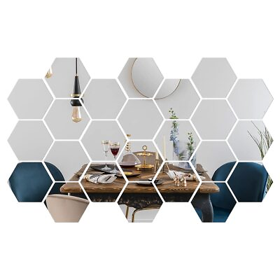 #ad 36 Pieces Hexagon Mirror Wall Decor for Room Acrylic Mirrors for Wall Remov... $21.77