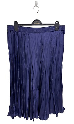 #ad Time And Tru Women#x27;s Dark Purple Elastic Waist Pleated Mid A Line Skirt Size XL $12.60