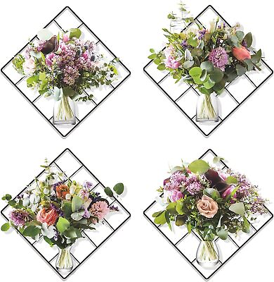 #ad Magic 3D Vivid Flower Bouquet Vases Grid Wall Decor Decal Vinyl Removable Flowe $20.39