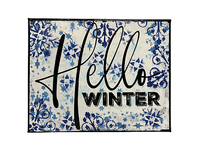 #ad Shabby Chic Country Home Wall Decor Canvas Art Retro quot;Hello Winterquot; Snowflakes $14.25