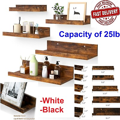 #ad Floating Shelves for Wall Decor Storage Wall Shelves Set of 5 Wall Mounted Woo $26.99