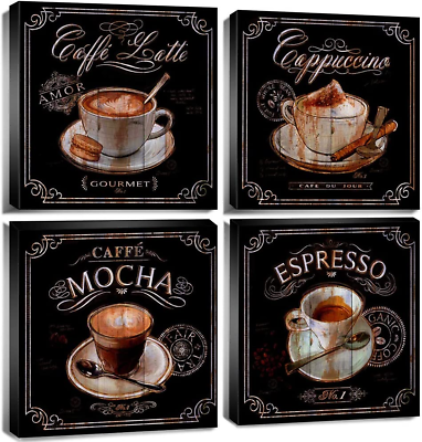 #ad Coffee Wall Art Kitchen Dining Room Wall Decor Vintage Cafe Pictures Coffee B... $53.50