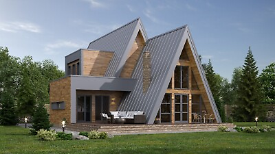 #ad 41’x66’ 4 Bedroom 3 Baths Modern A Frame Cabin Architecture Plans PDF Download. $149.95