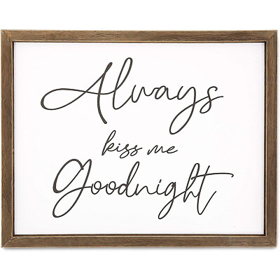 #ad Couples Quotes Box Sign Wall Decor for Bedroom Always Kiss Me Goodnight 15x12quot; $17.89
