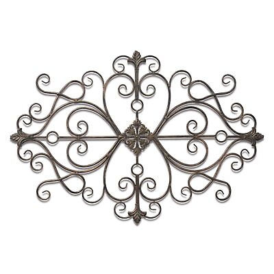 #ad Vintage Scroll Wrought Iron Wall Decor 36quot; x 24quot; Hanging Distressed Finish T... $70.90